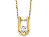 1/3 Carat (ctw H-I, I1-I2) Lab-Grown Diamond Solitaire U-Shape Pendant Necklace in 14K Yellow Gold with Chain